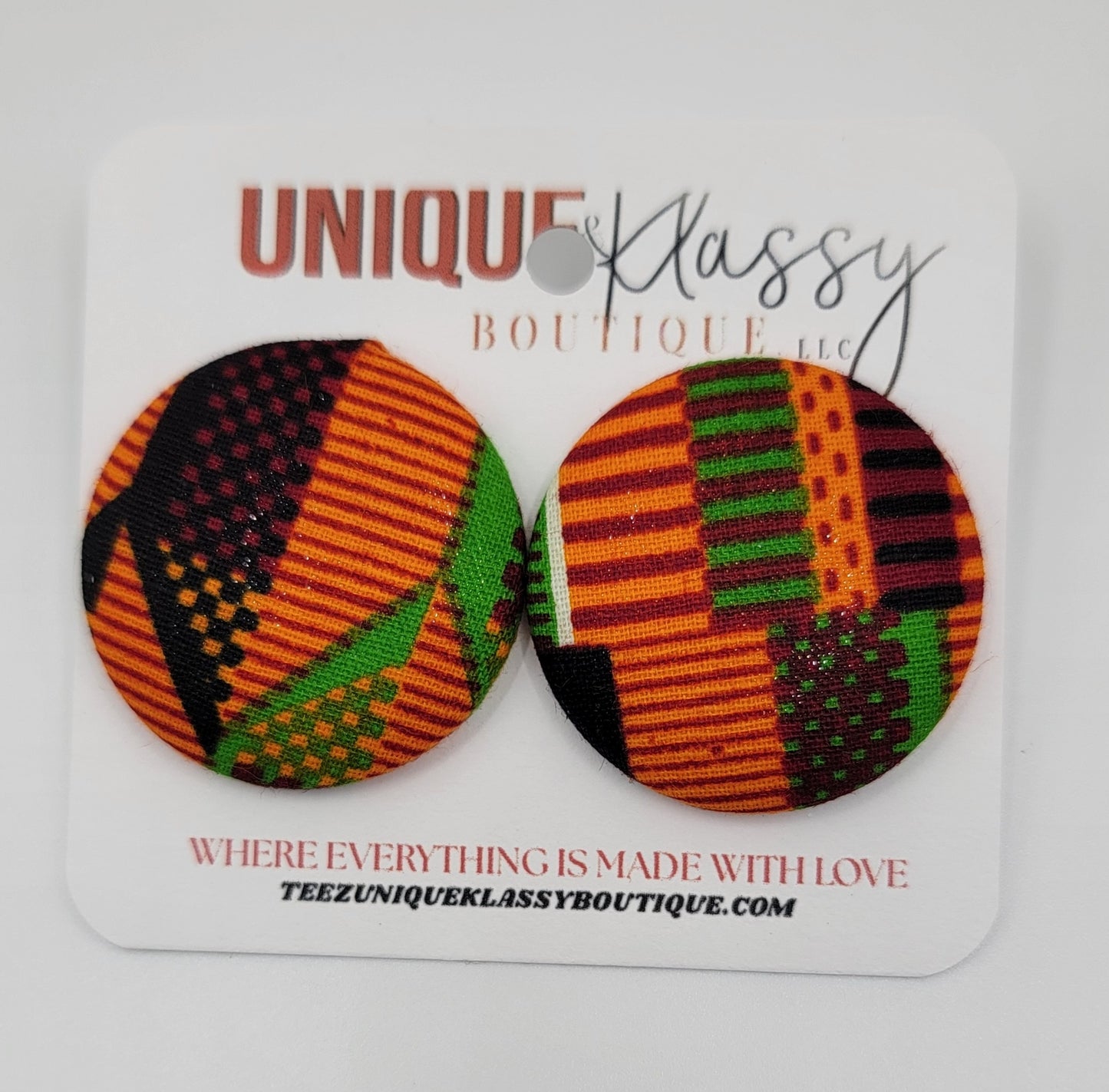 ❤️Teez Unique & Klassy Large Fabric Button Earrings❤️