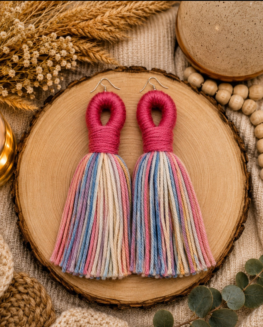 ❤️Teez Unique & Klassy Made With Love Loop Tassel Earrings❤️