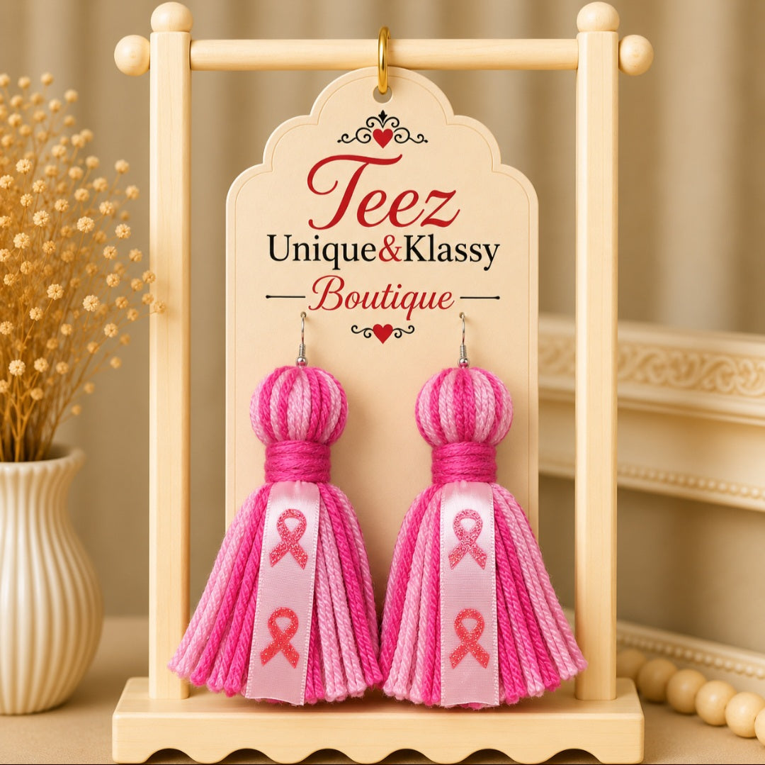 ❤️Teez Unique & Klassy Made With Love Ribbon Tassel Earrings