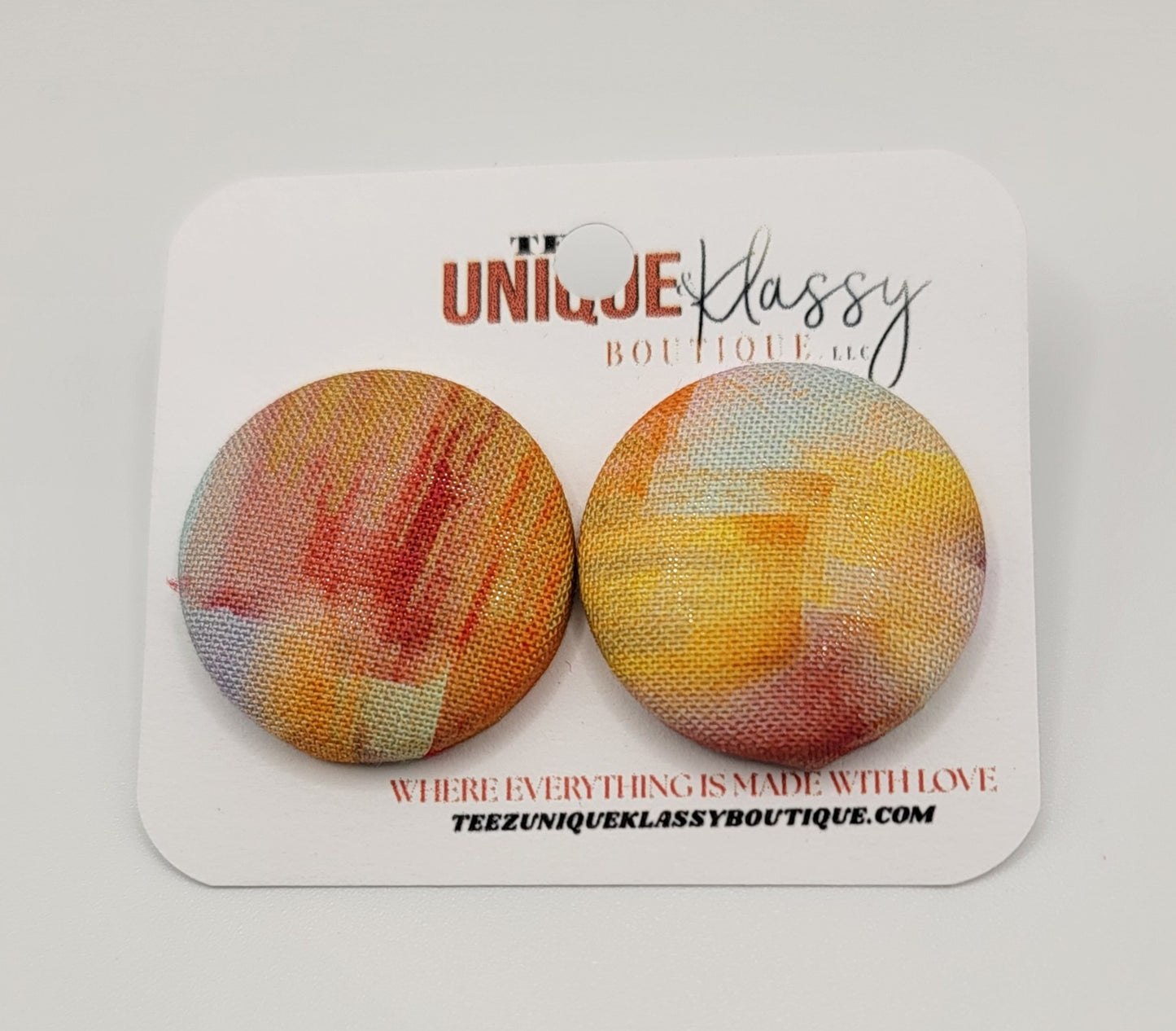 ❤️Teez Unique & Klassy Small Fabric Button Earrings❤️