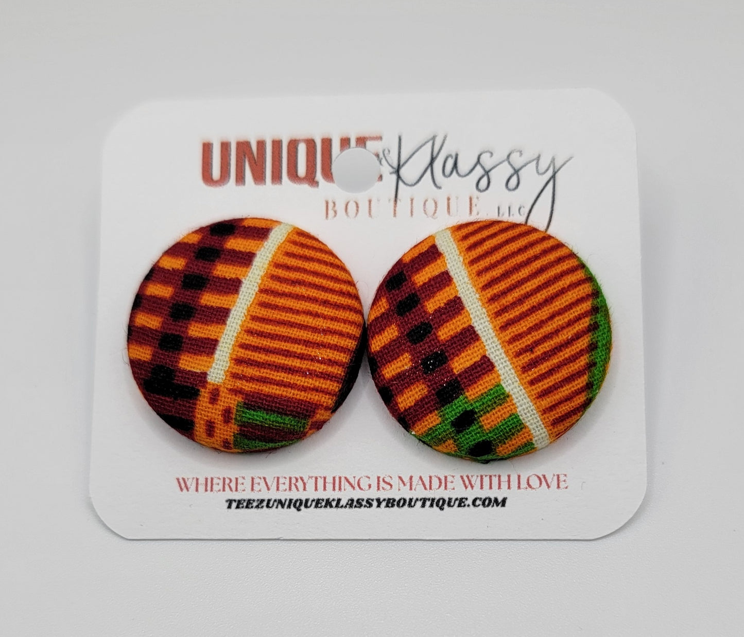❤️Teez Unique & Klassy Small Fabric Button Earrings❤️