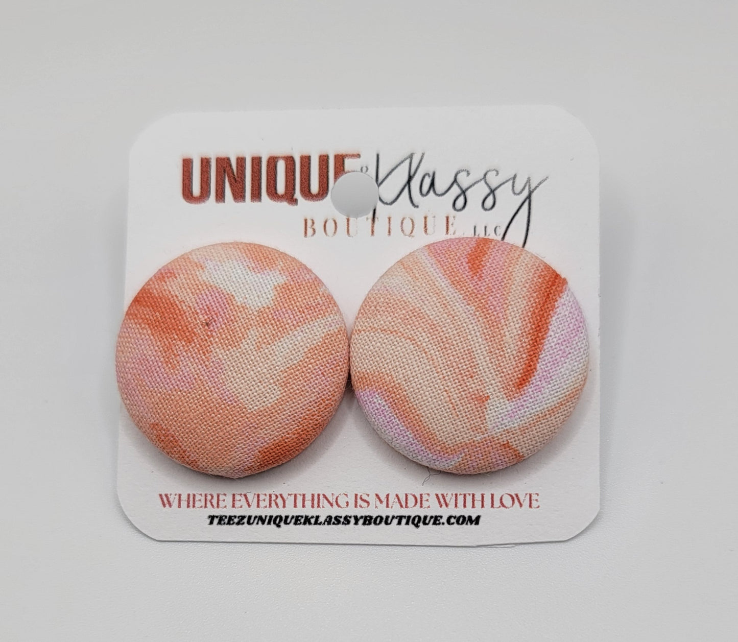 ❤️Teez Unique & Klassy Small Fabric Button Earrings❤️