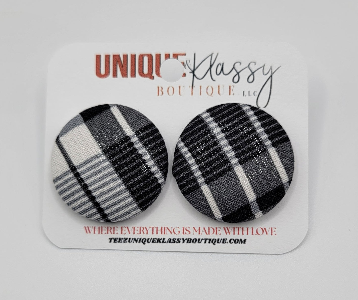 ❤️Teez Unique & Klassy Small Fabric Button Earrings❤️