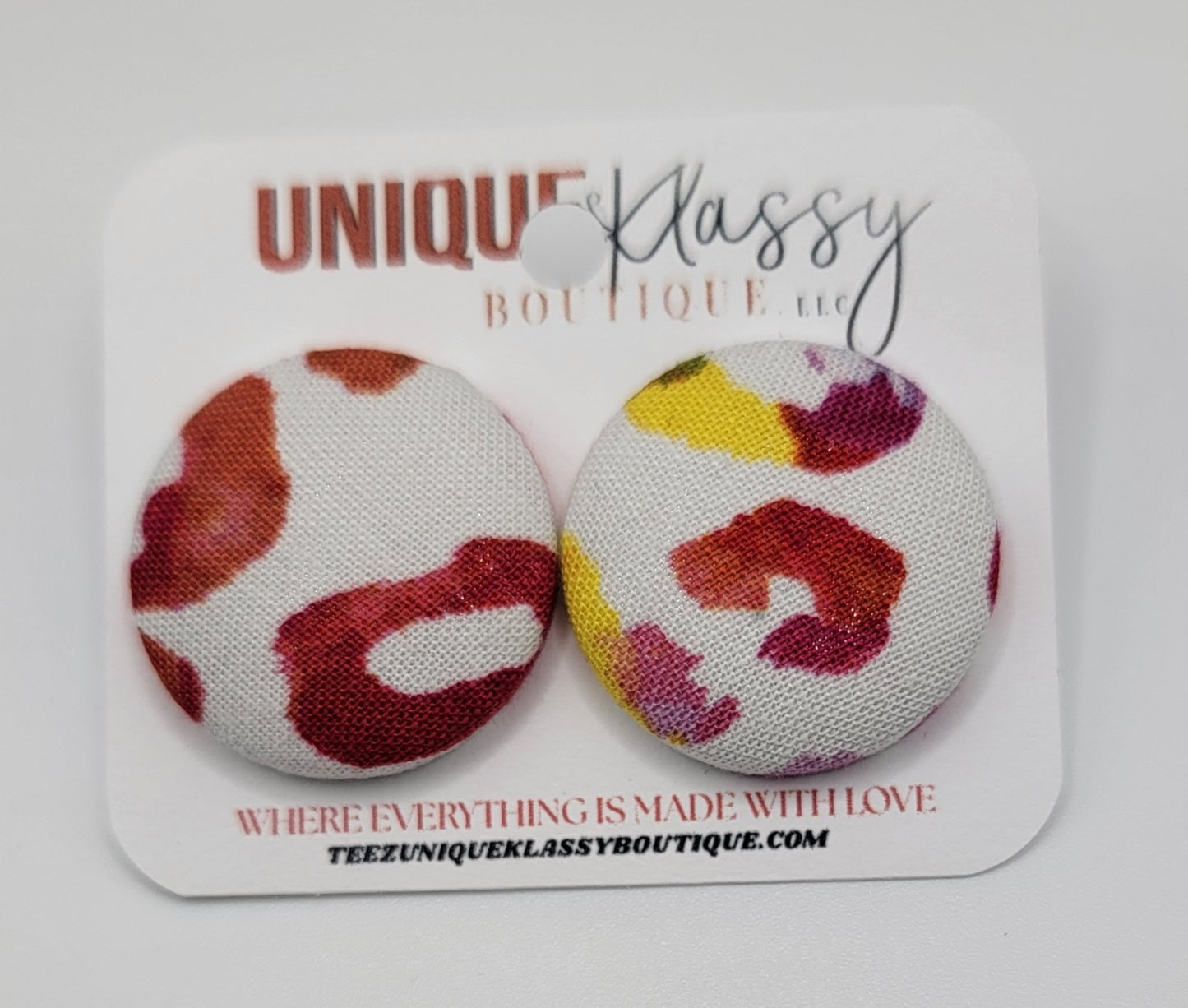 ❤️Teez Unique & Klassy Small Fabric Button Earrings❤️