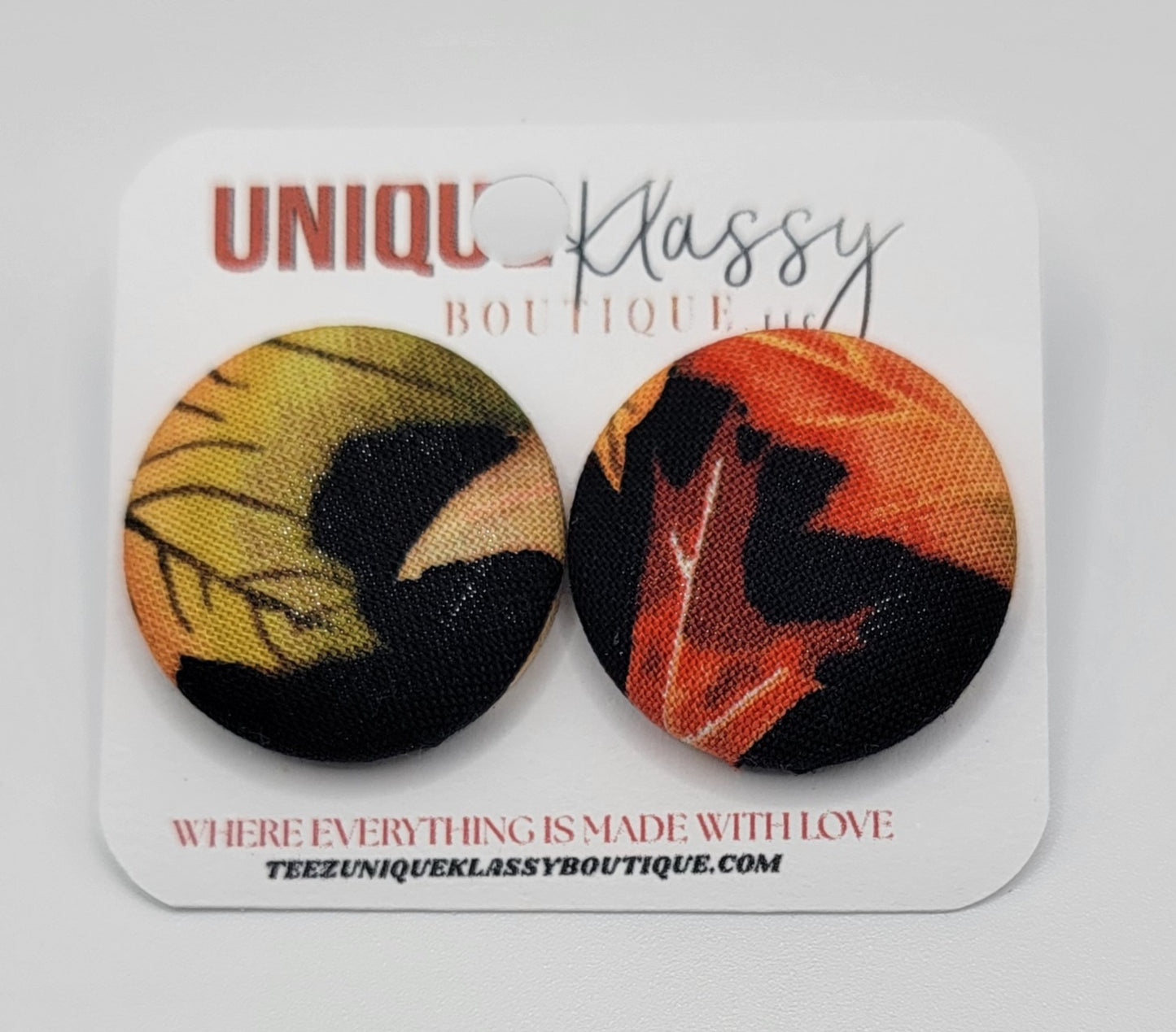 ❤️Teez Unique & Klassy Small Fabric Button Earrings❤️
