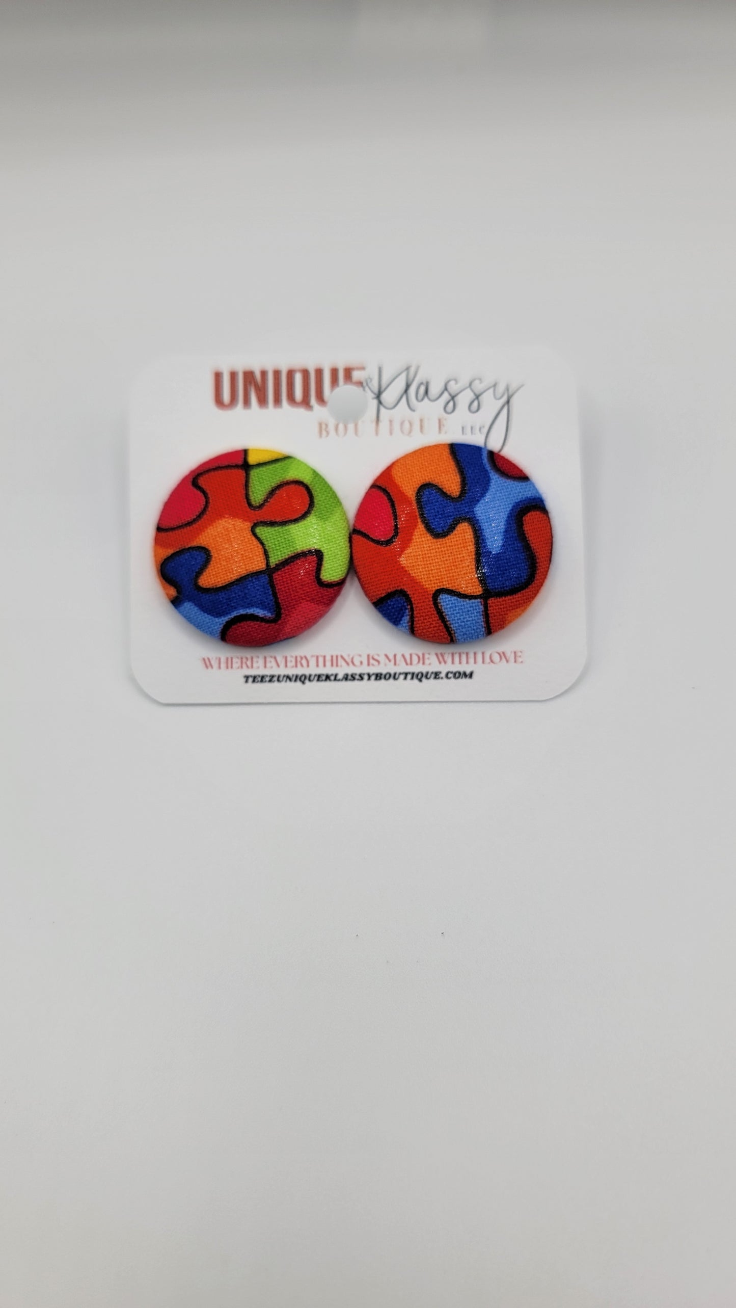 ❤️Teez Unique & Klassy Small Fabric Button Earrings❤️