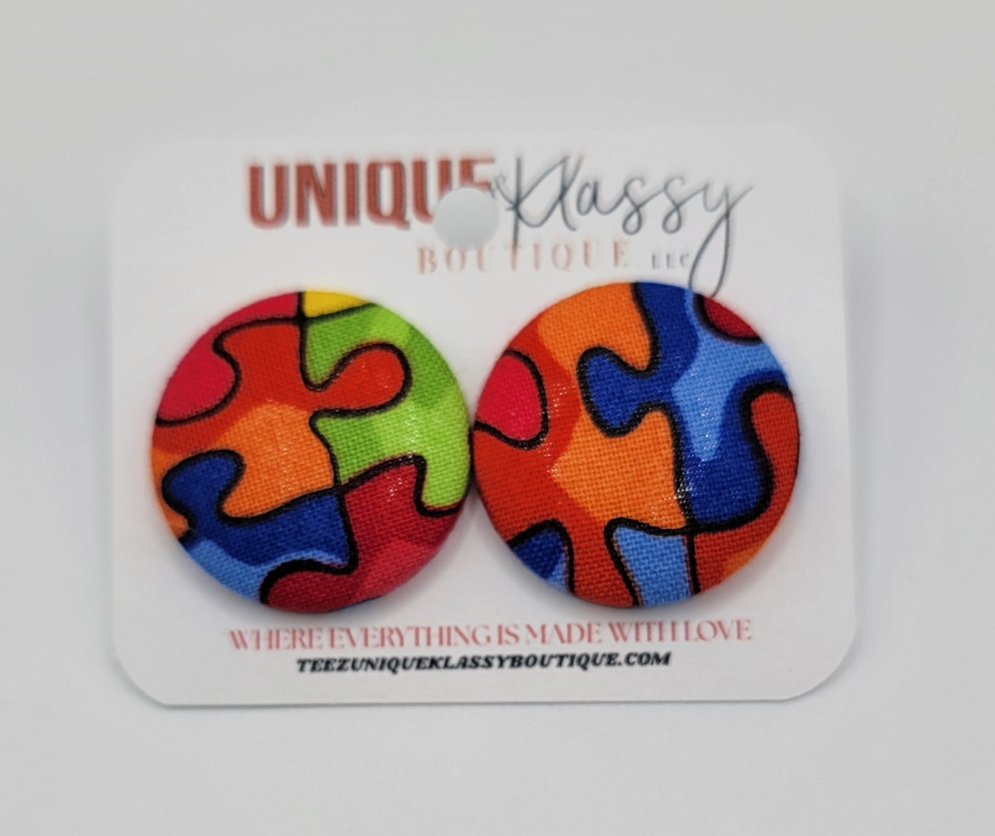 ❤️Teez Unique & Klassy Small Fabric Button Earrings❤️