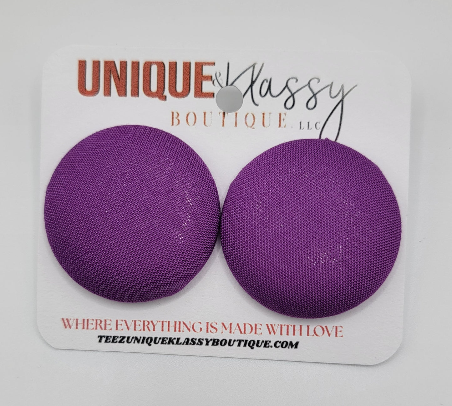 ❤️Teez Unique & Klassy Large Fabric Button Earrings❤️