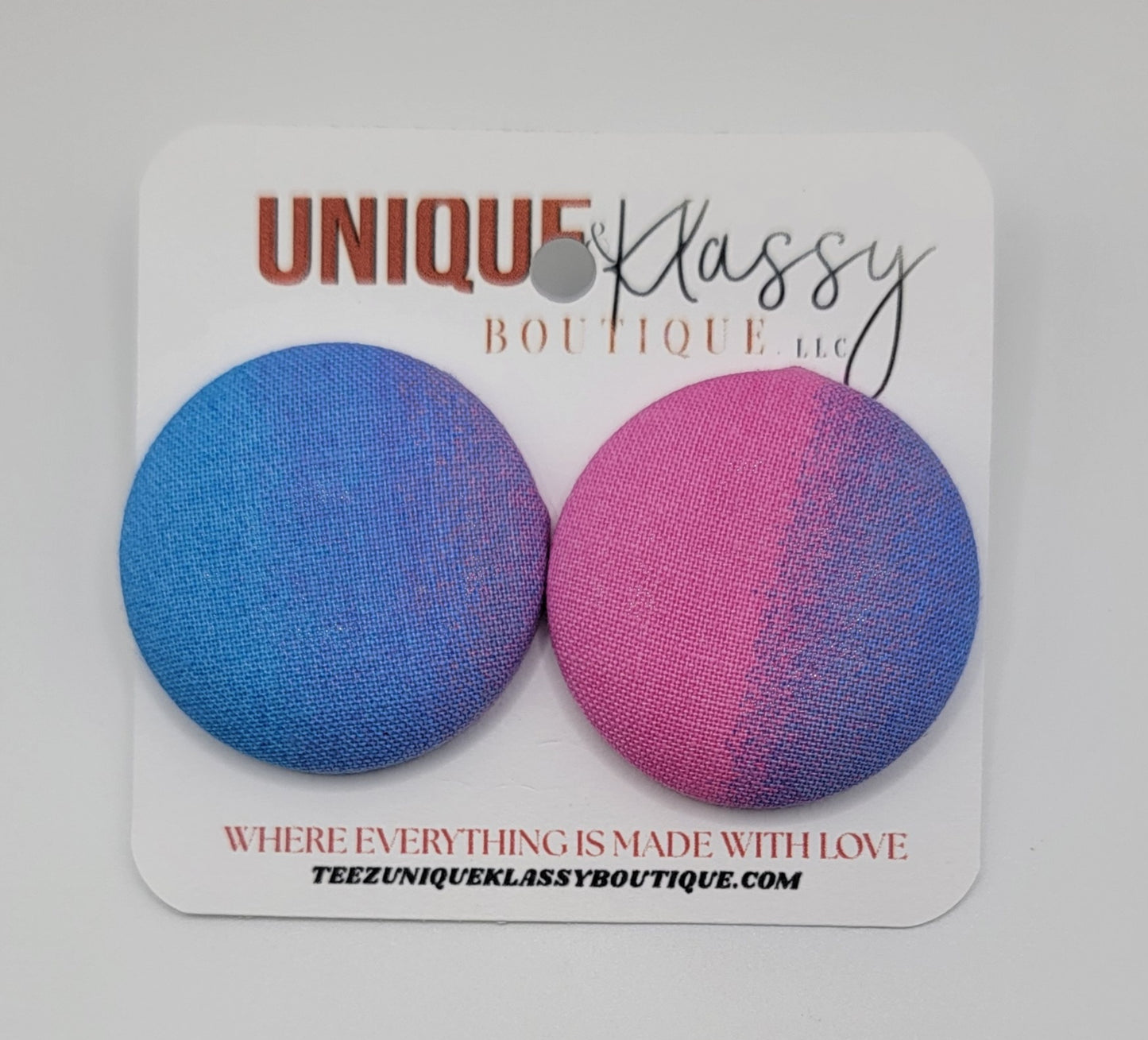 ❤️Teez Unique & Klassy Large Fabric Button Earrings❤️