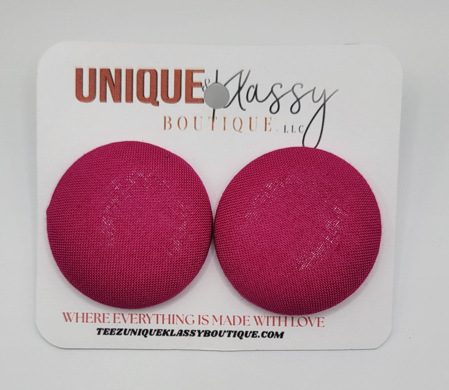 ❤️Teez Unique & Klassy Large Fabric Button Earrings❤️