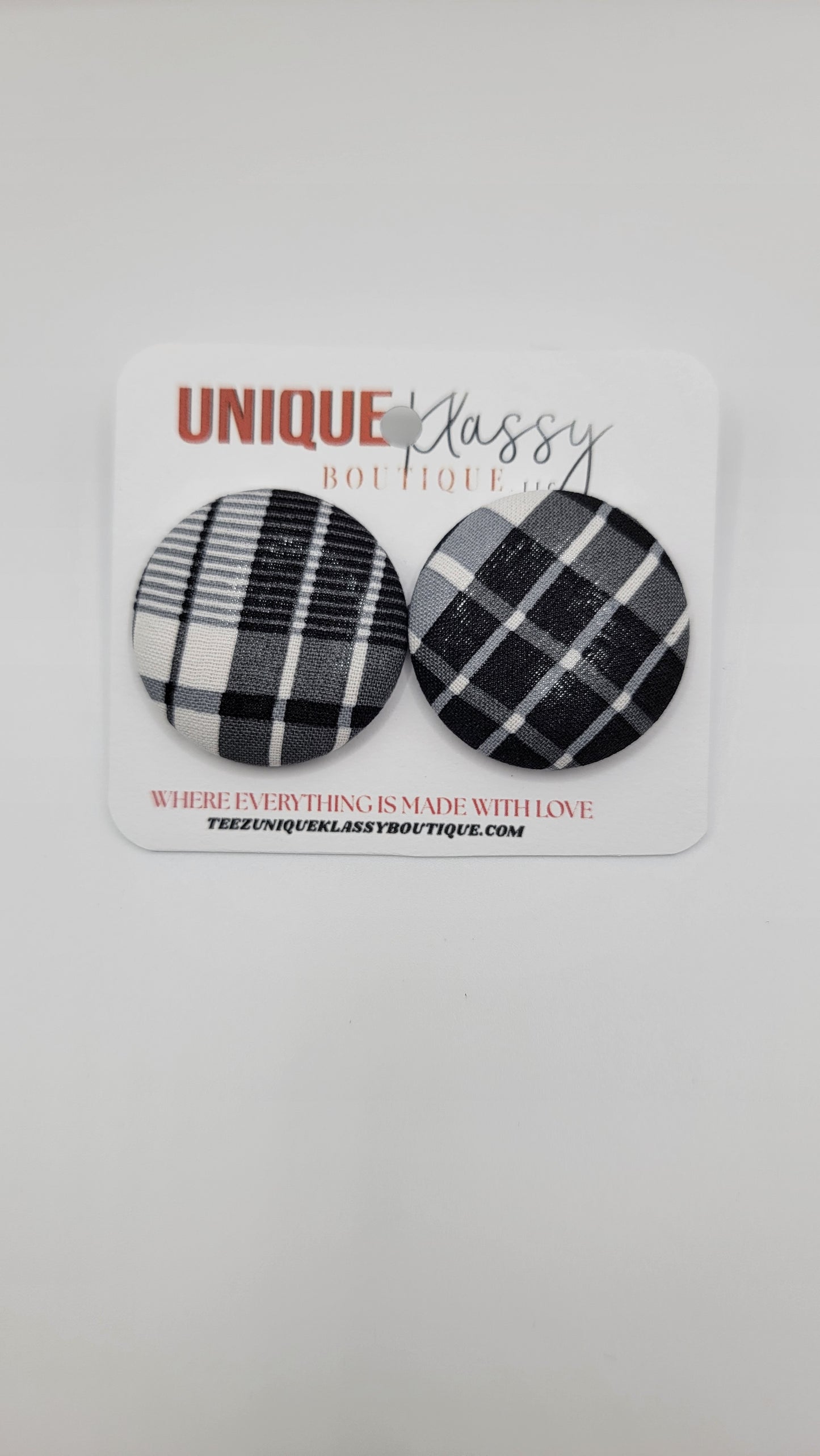 ❤️Teez Unique & Klassy Small Fabric Button Earrings❤️