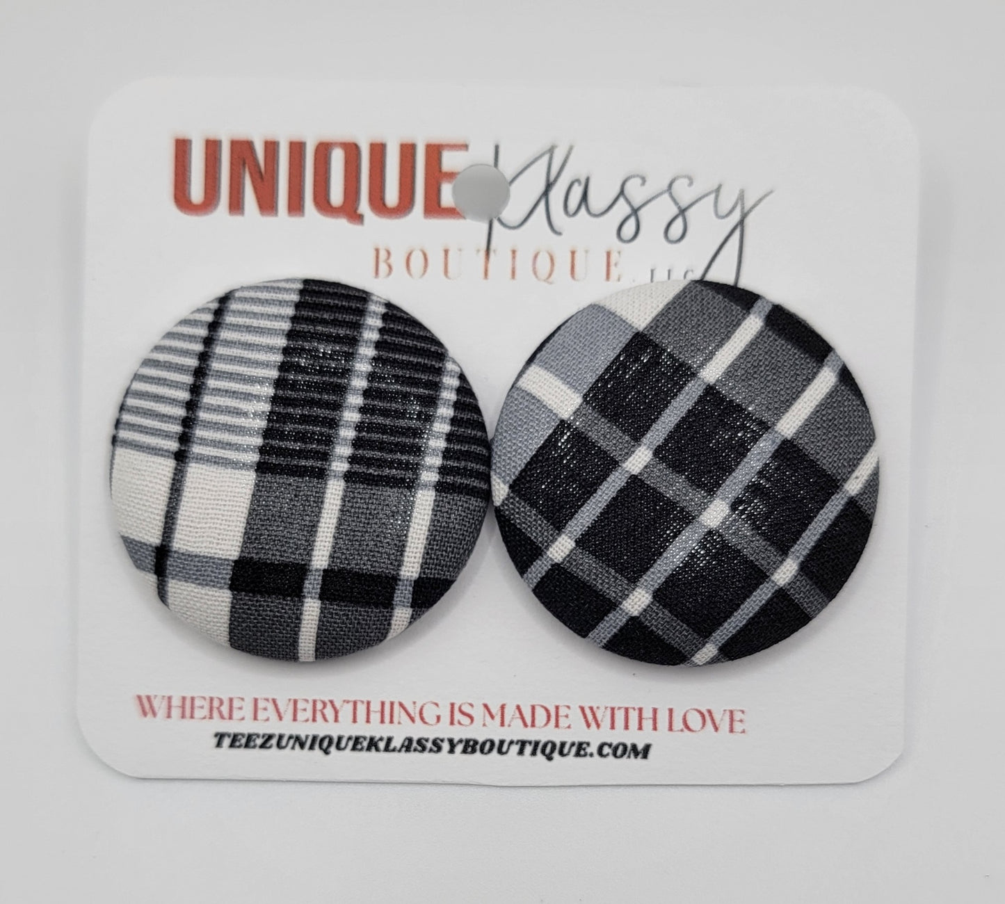 ❤️Teez Unique & Klassy Large Fabric Button Earrings❤️