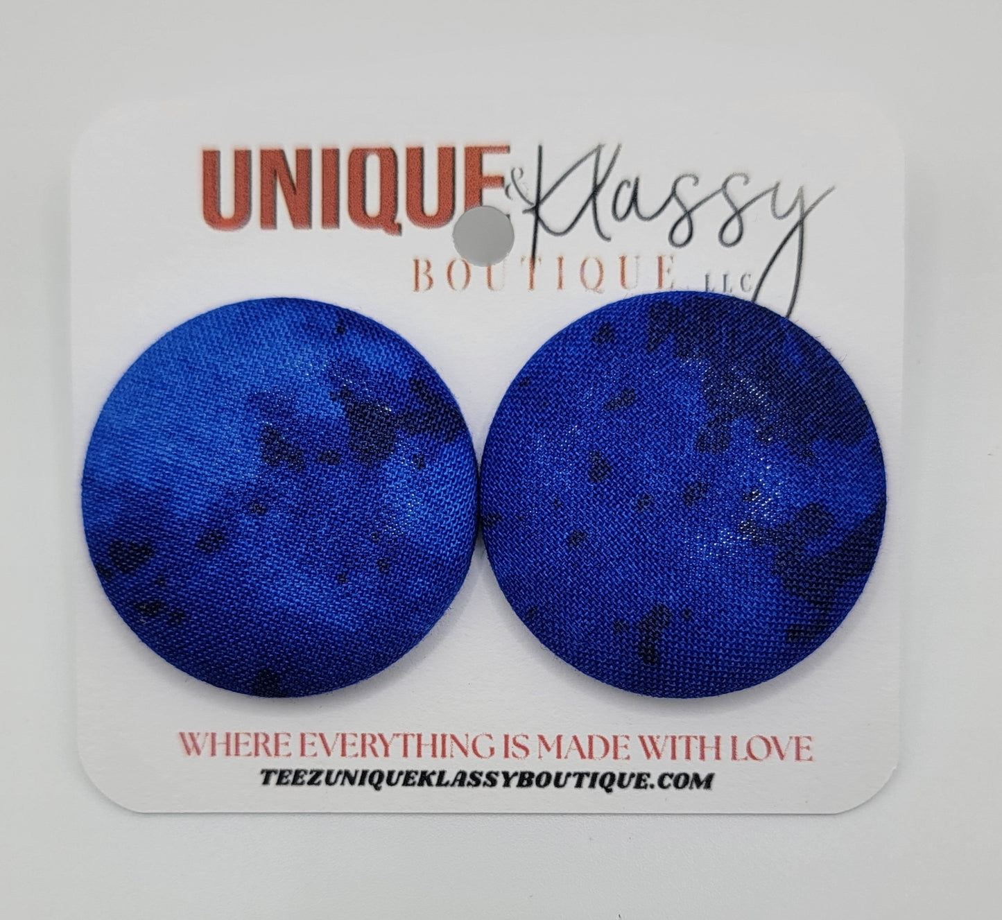 ❤️Teez Unique & Klassy Large Fabric Button Earrings❤️
