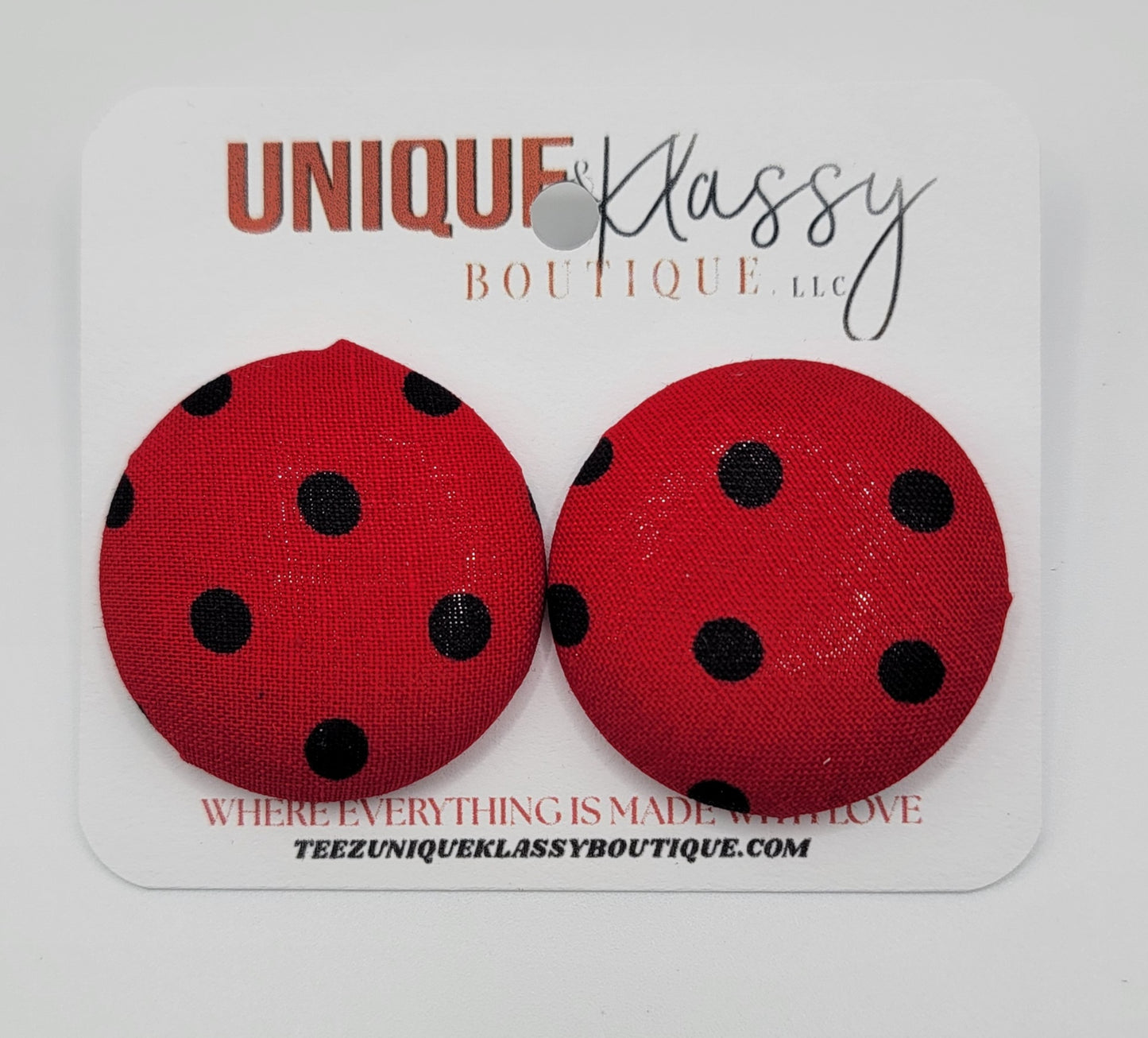 ❤️Teez Unique & Klassy Large Fabric Button Earrings❤️