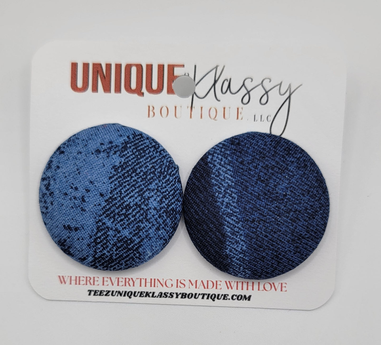 ❤️Teez Unique & Klassy Large Fabric Button Earrings❤️