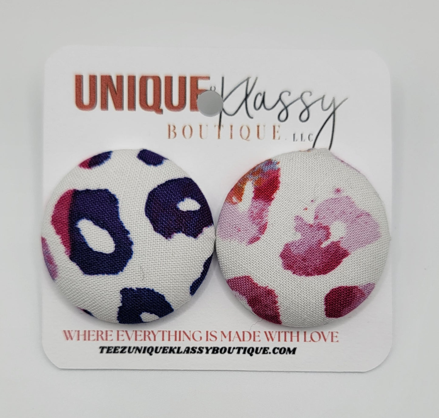 ❤️Teez Unique & Klassy Large Fabric Button Earrings❤️