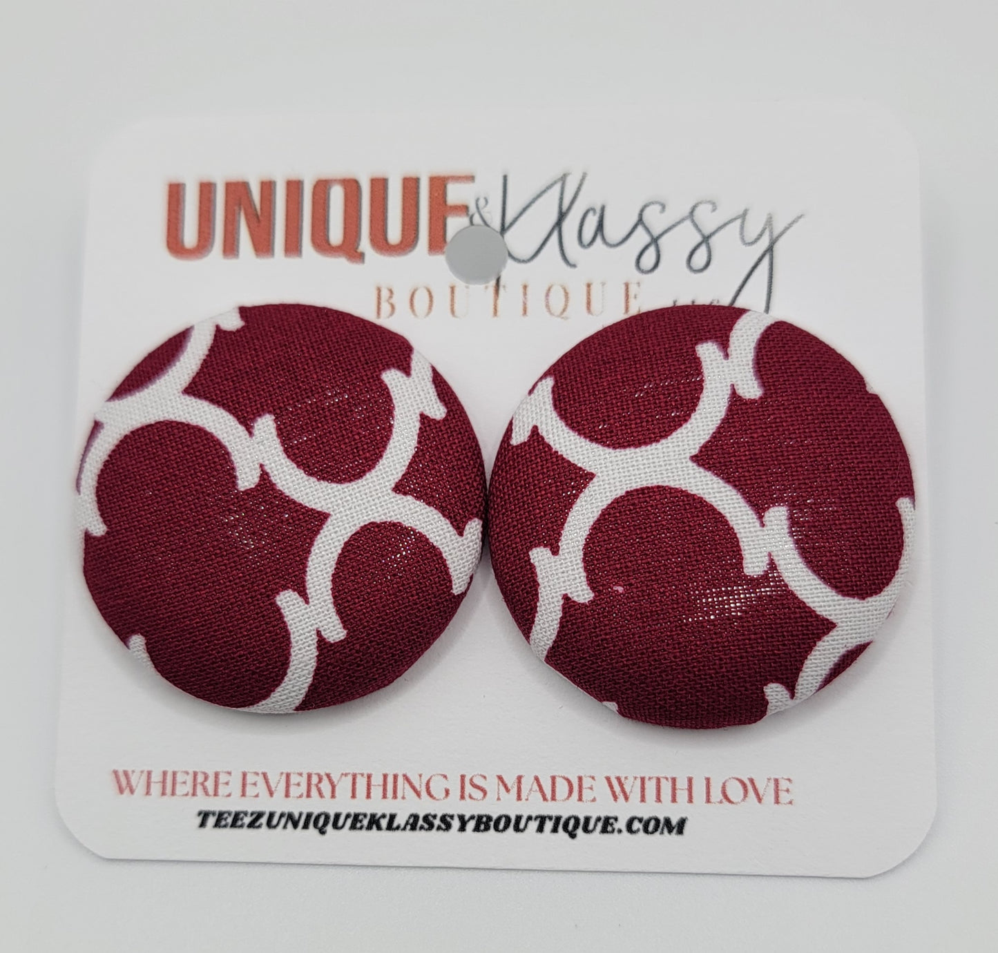 ❤️Teez Unique & Klassy Large Fabric Button Earrings❤️