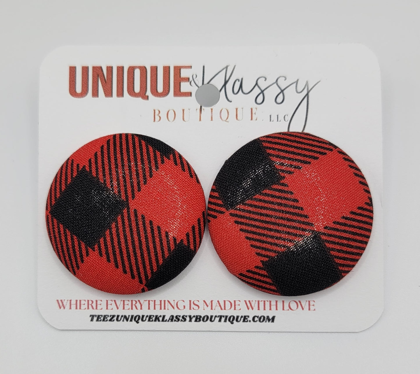 ❤️Teez Unique & Klassy Large Fabric Button Earrings❤️