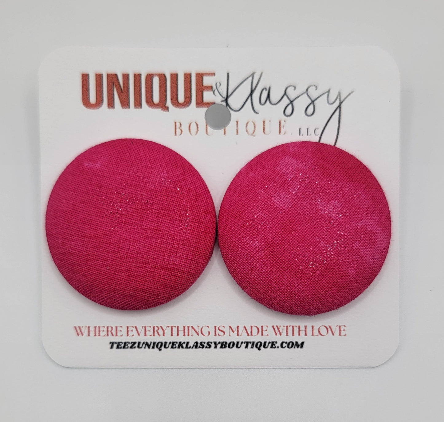 ❤️Teez Unique & Klassy Large Fabric Button Earrings❤️