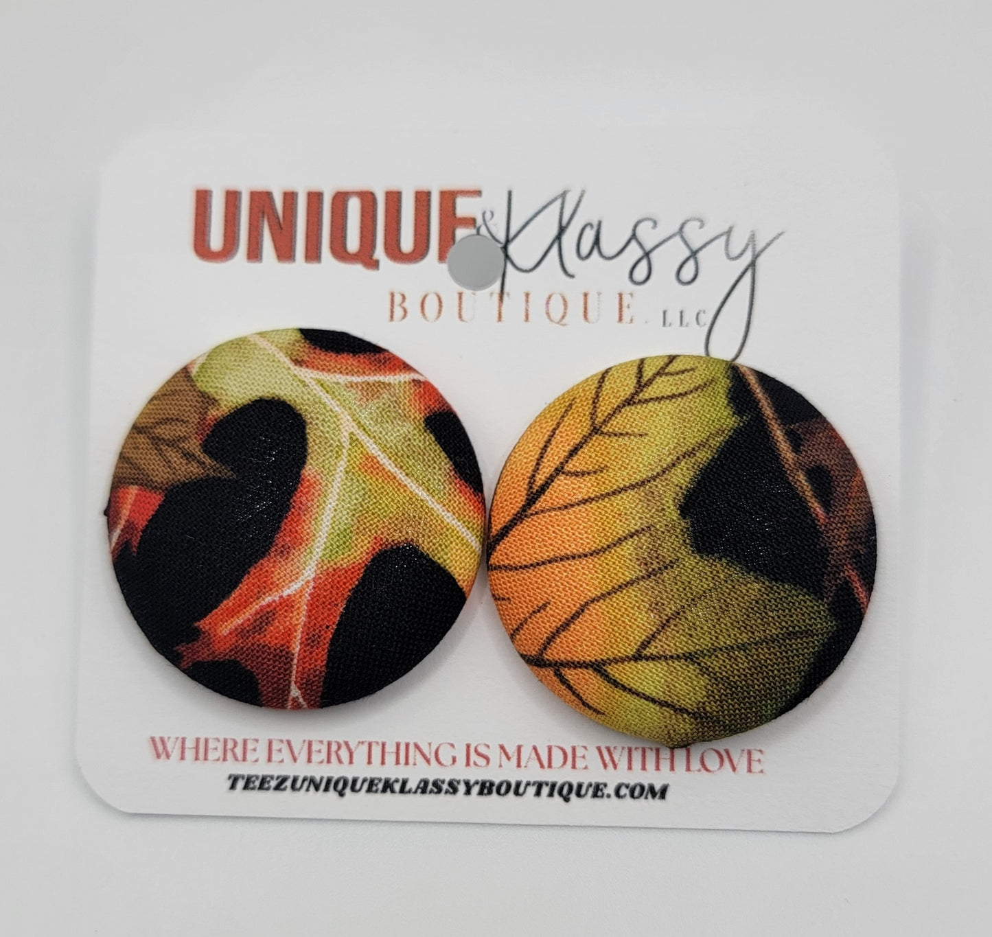 ❤️Teez Unique & Klassy Large Fabric Button Earrings❤️