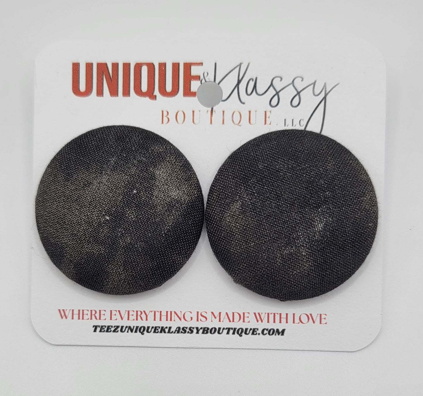 ❤️Teez Unique & Klassy Large Fabric Button Earrings❤️