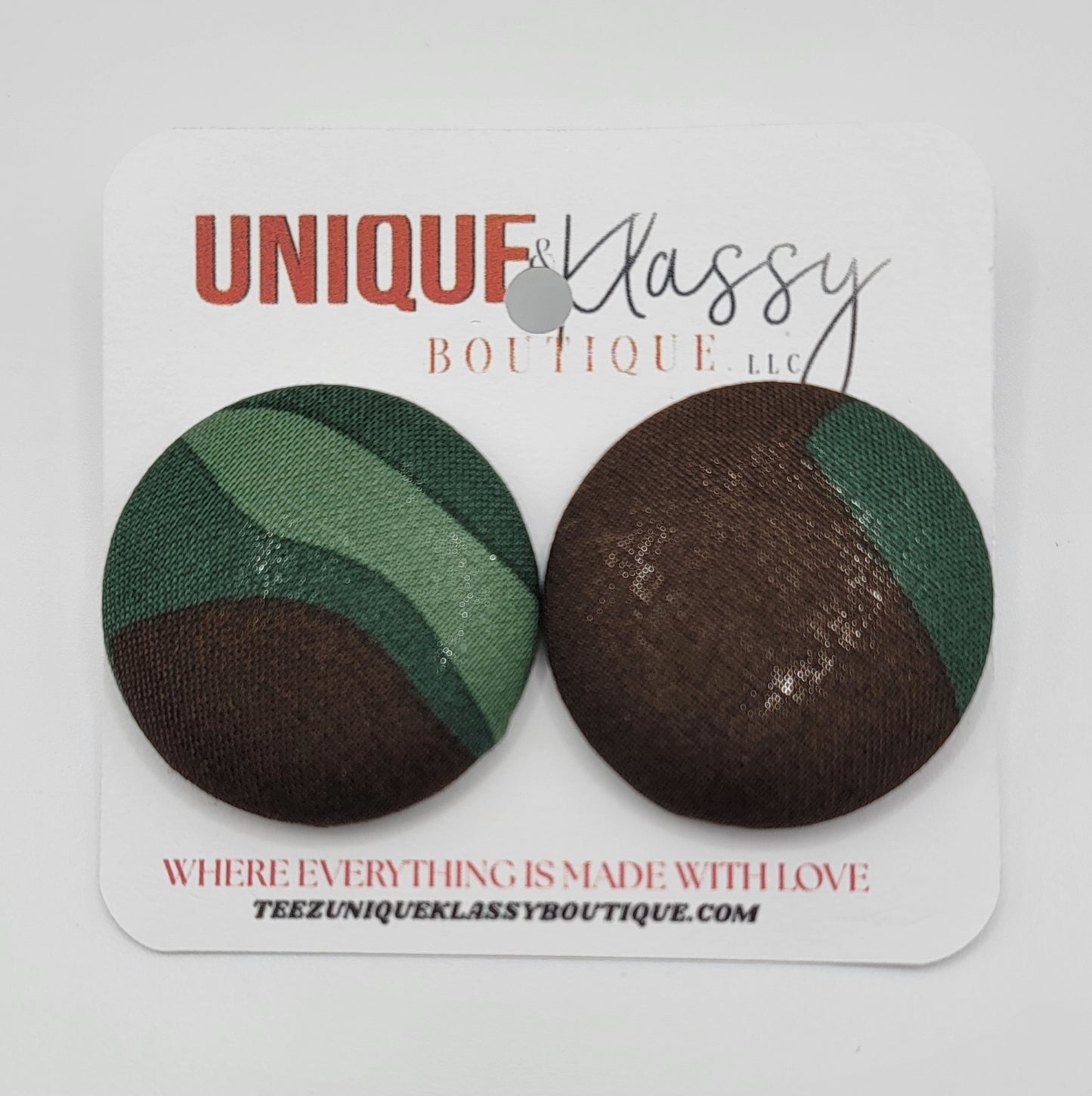 ❤️Teez Unique & Klassy Large Fabric Button Earrings❤️