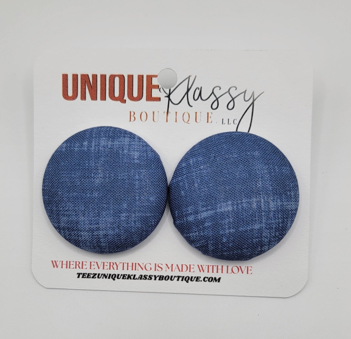 ❤️Teez Unique & Klassy Large Fabric Button Earrings❤️