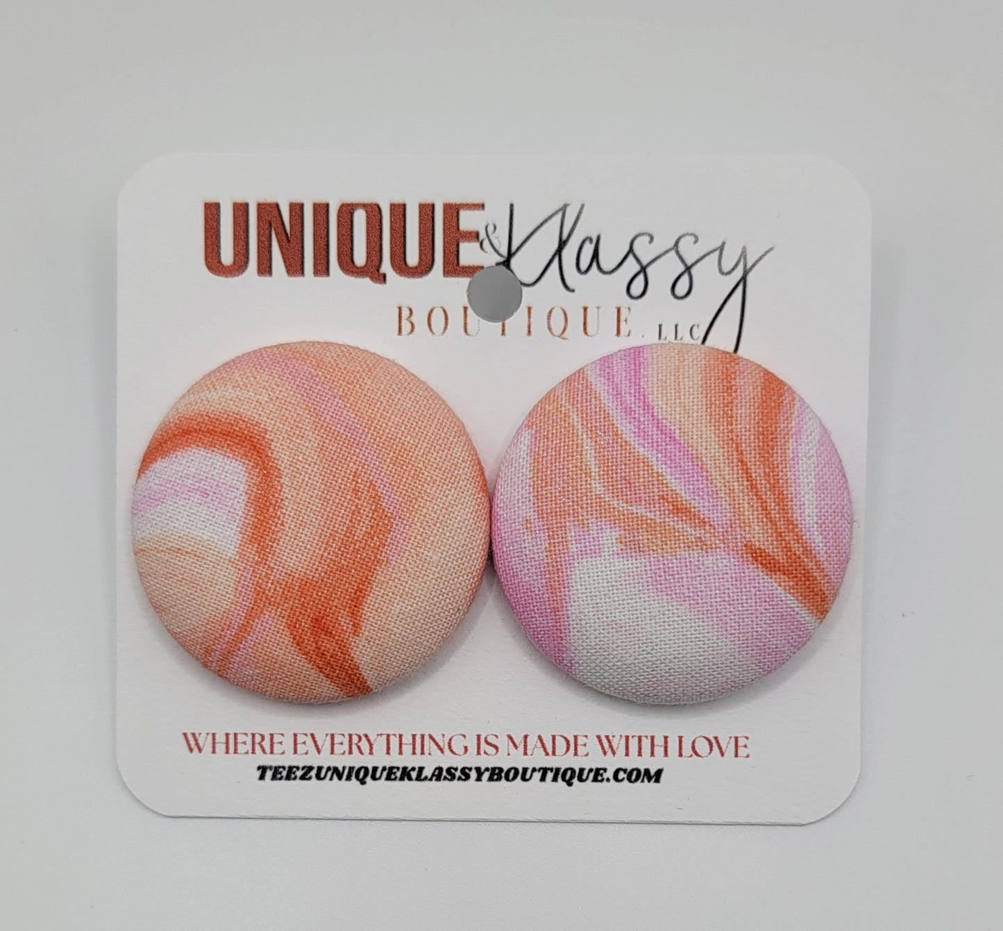 ❤️Teez Unique & Klassy Large Fabric Button Earrings❤️