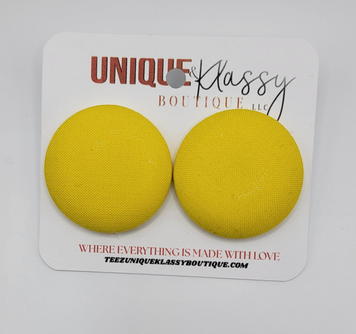 ❤️Teez Unique & Klassy Large Fabric Button Earrings❤️