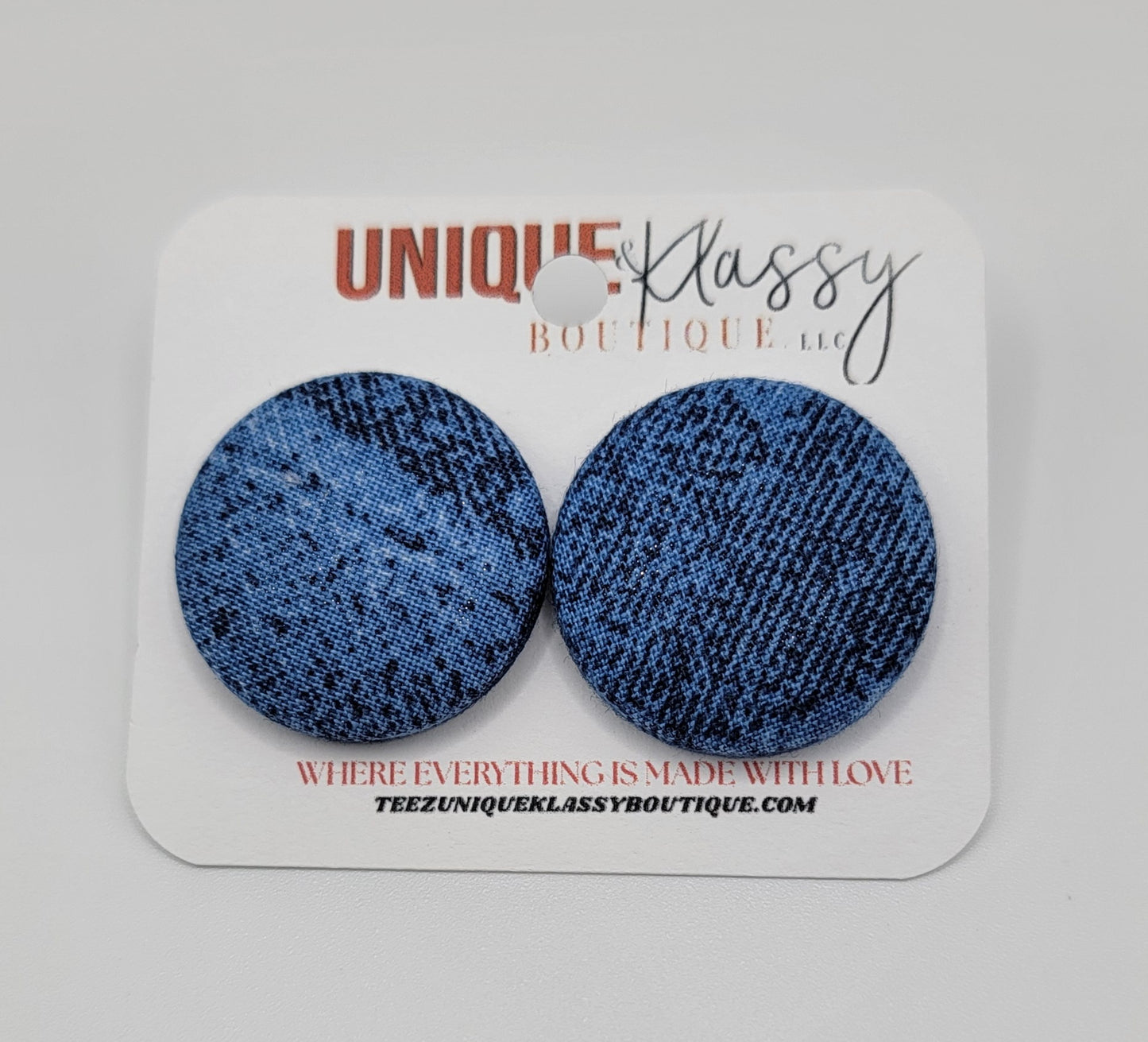 ❤️Teez Unique & Klassy Small Fabric Button Earrings❤️