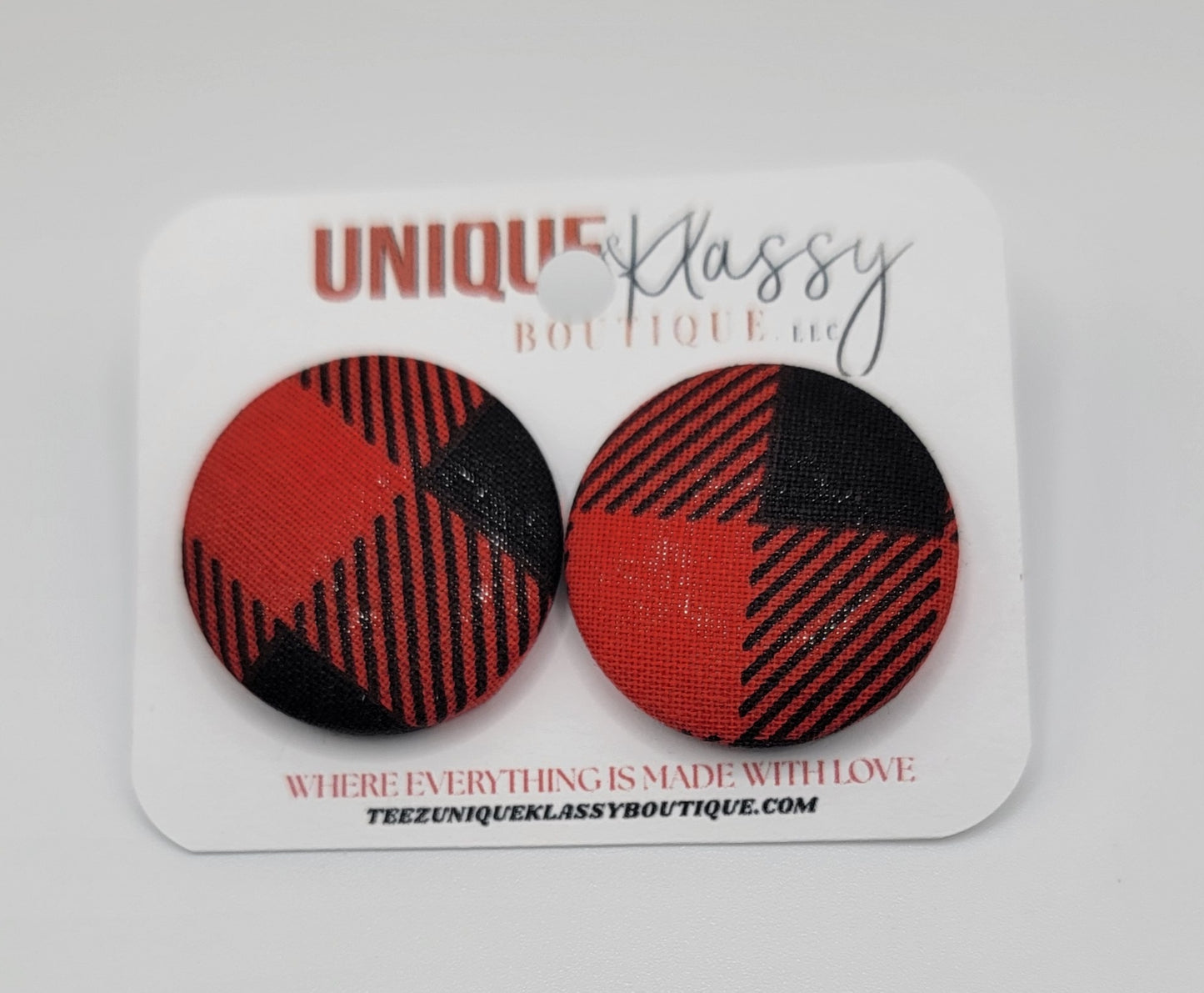 ❤️Teez Unique & Klassy Small Fabric Button Earrings❤️