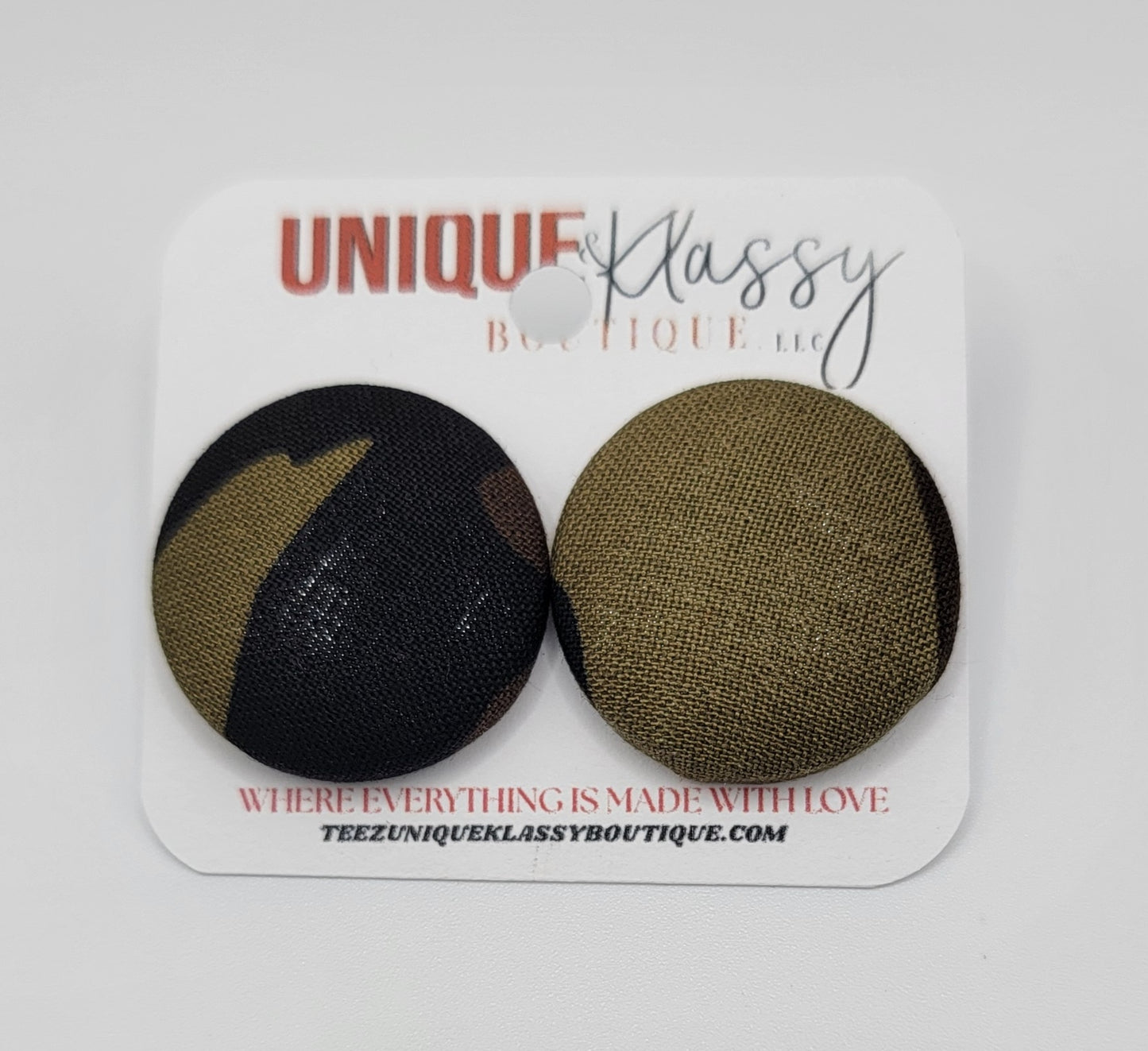 ❤️Teez Unique & Klassy Small Fabric Button Earrings❤️