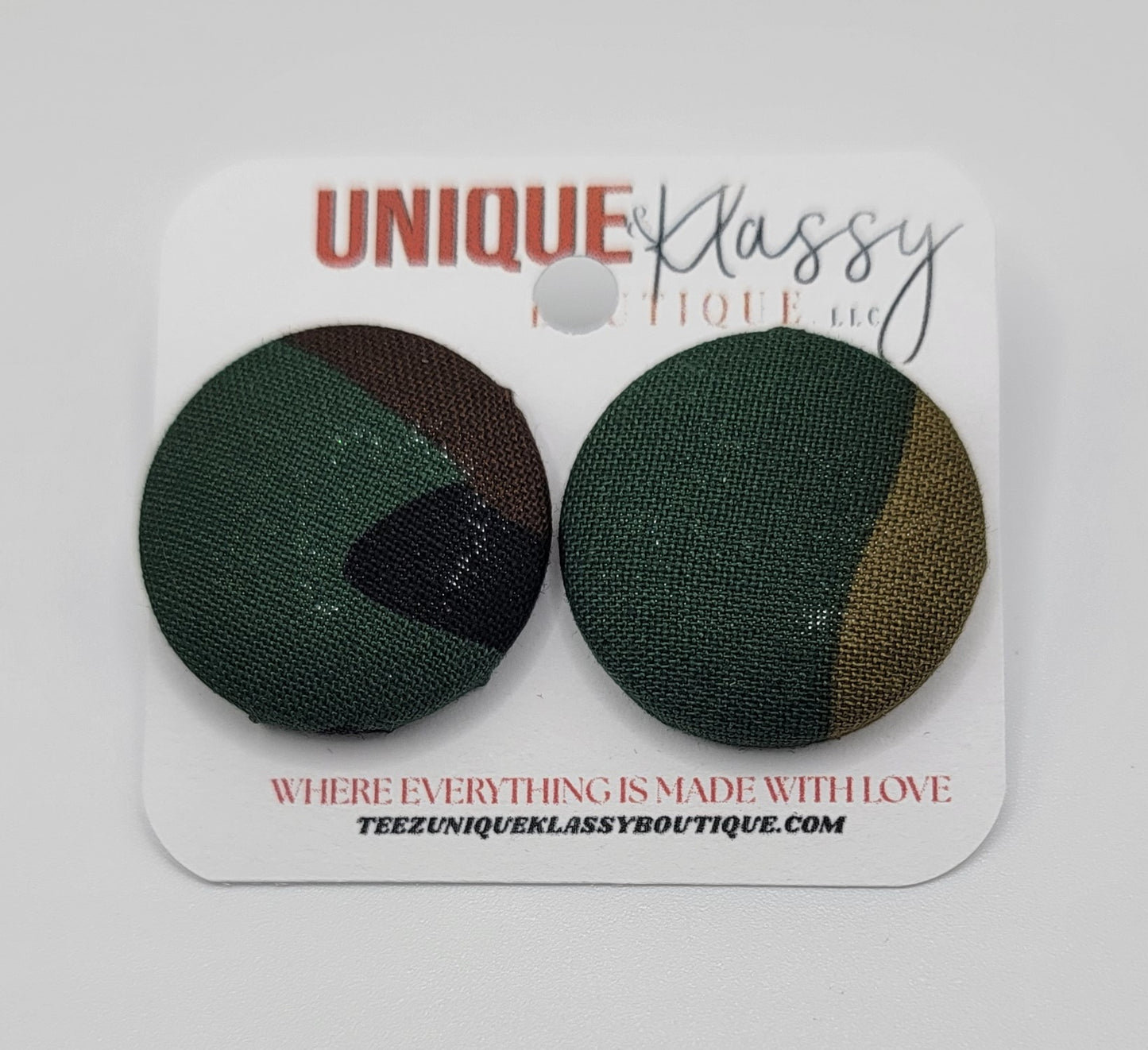 ❤️Teez Unique & Klassy Small Fabric Button Earrings❤️