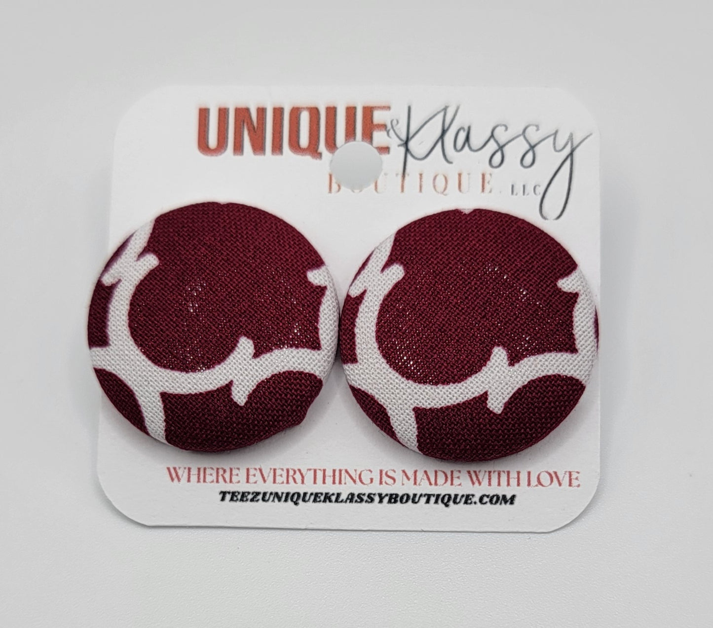 ❤️Teez Unique & Klassy Small Fabric Button Earrings❤️