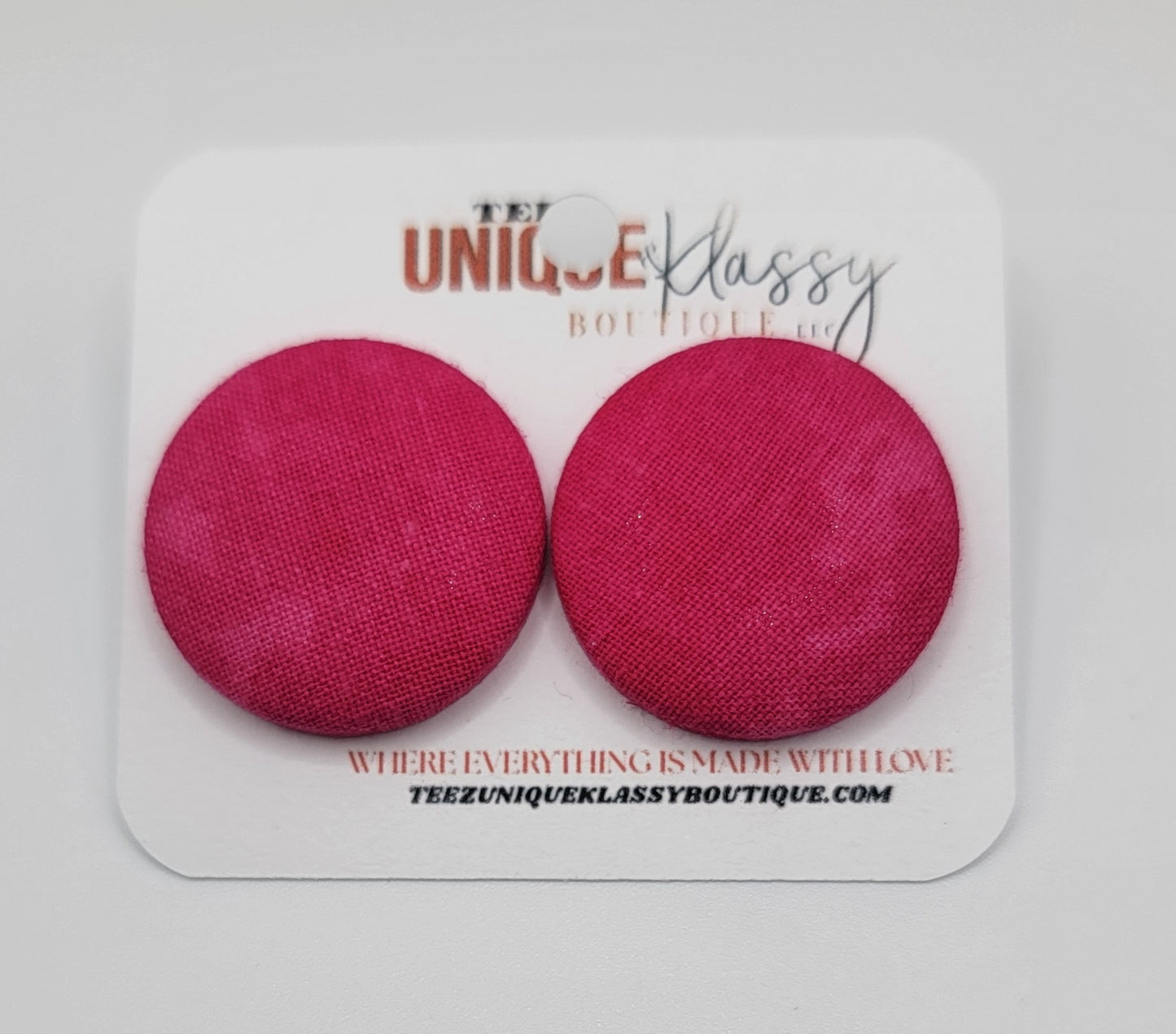 ❤️Teez Unique & Klassy Small Fabric Button Earrings❤️