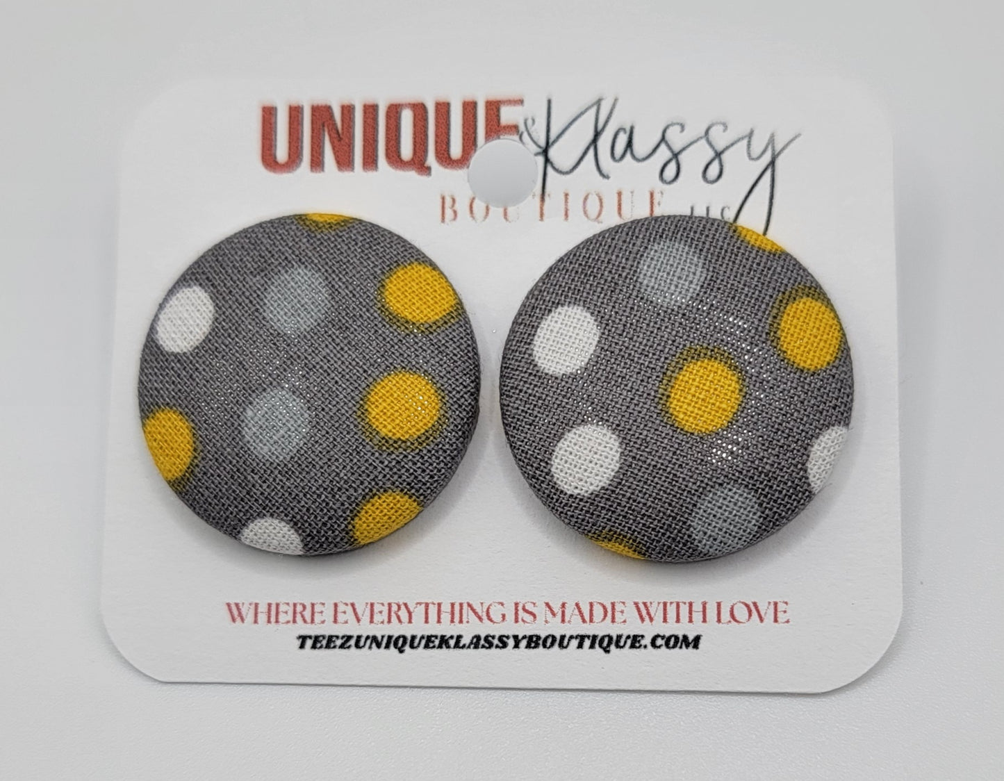 ❤️Teez Unique & Klassy Small Fabric Button Earrings❤️