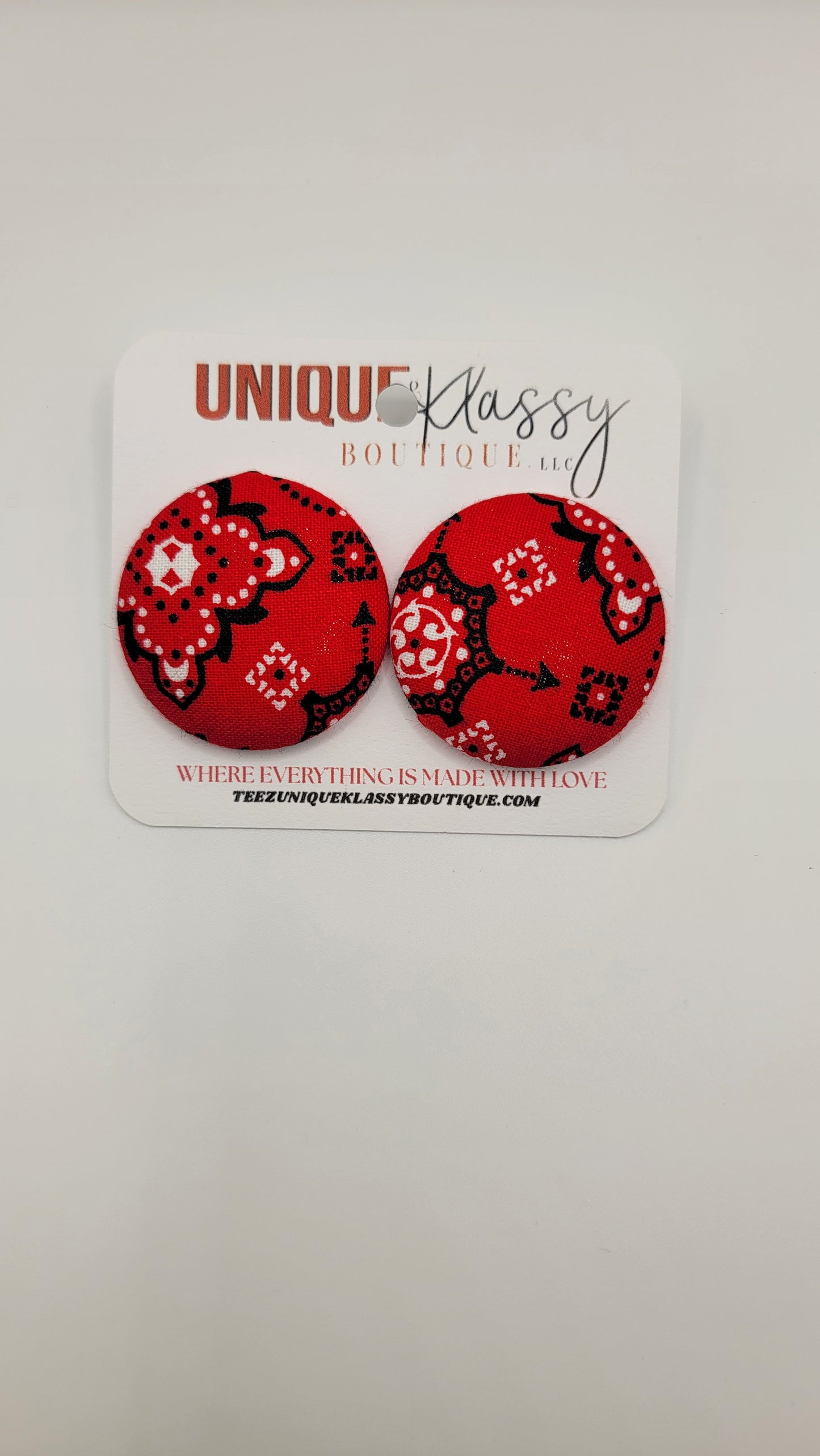 ❤️Teez Unique & Klassy Small Fabric Button Earrings❤️