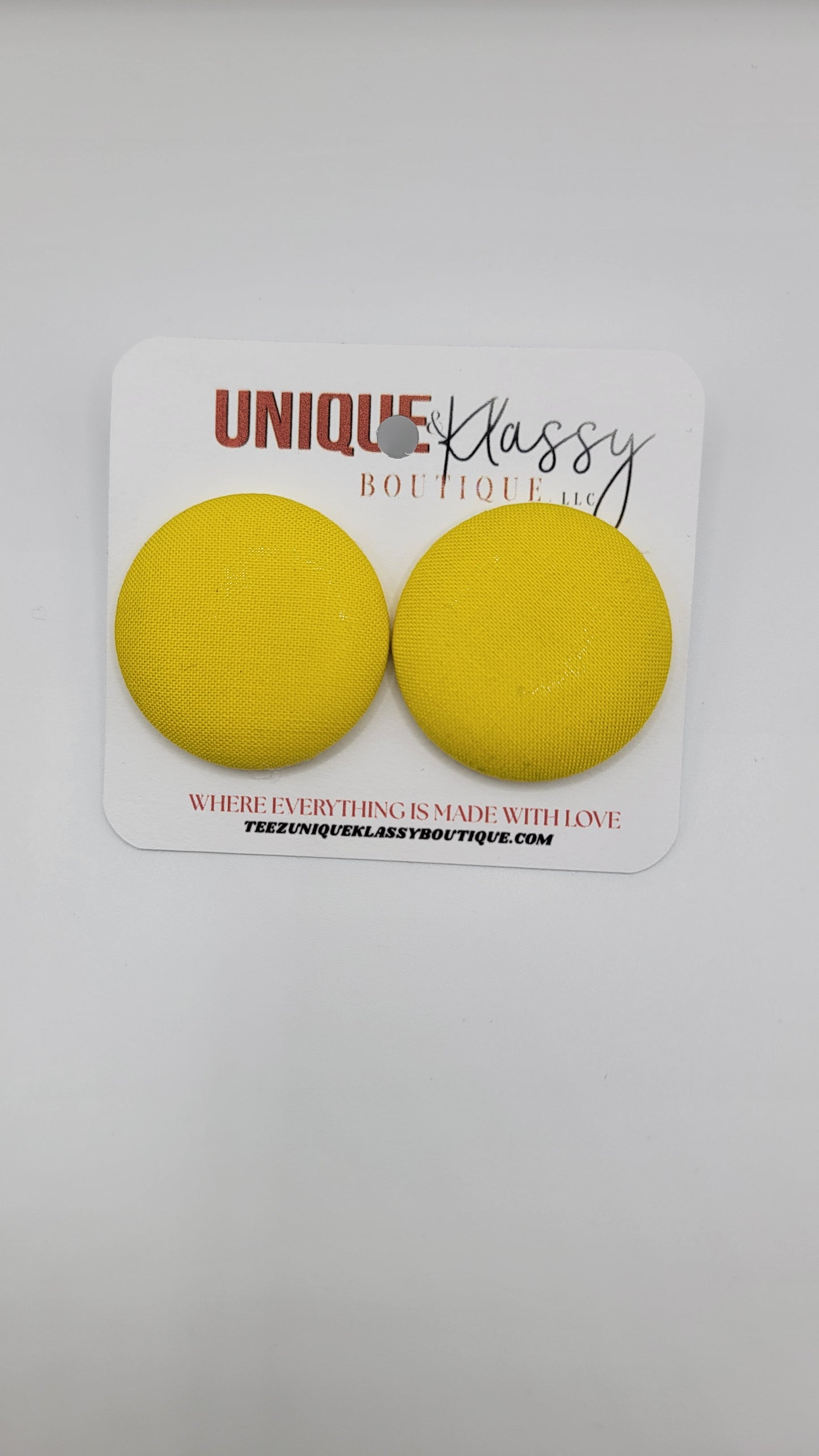 ❤️Teez Unique & Klassy Small Fabric Button Earrings❤️