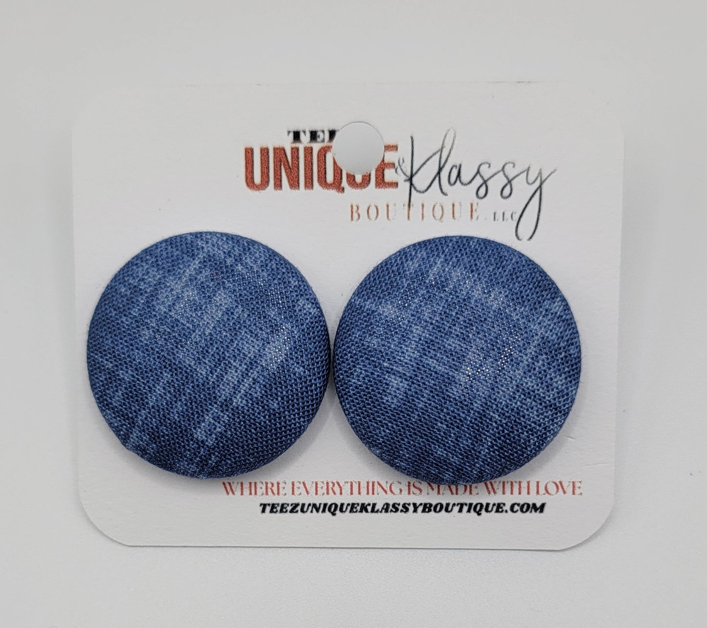 ❤️Teez Unique & Klassy Small Fabric Button Earrings❤️