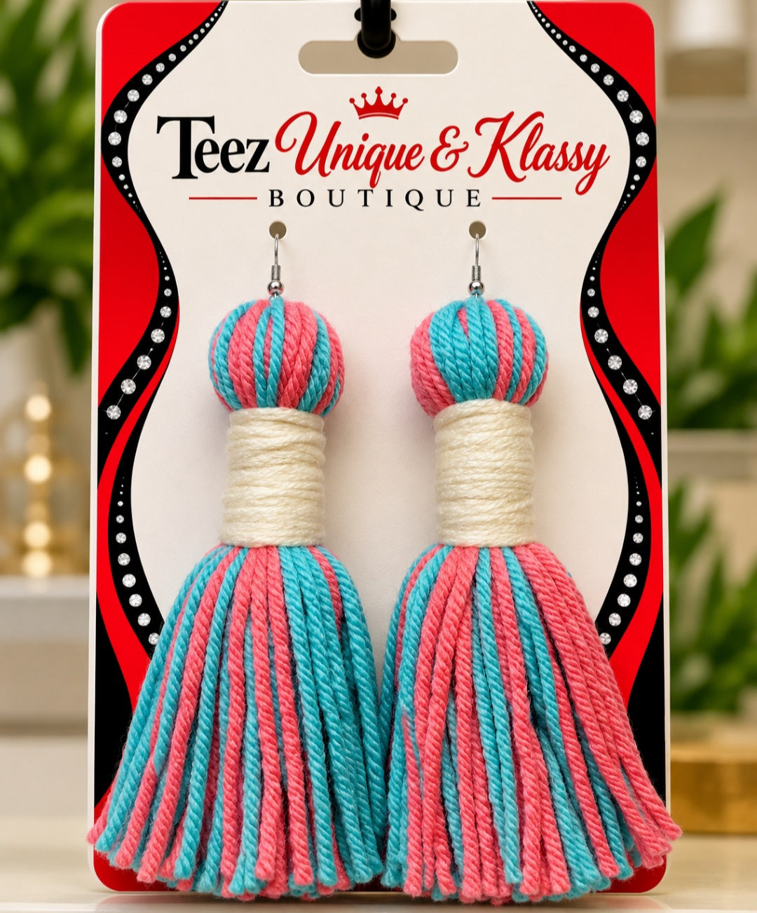 ❤️Teez Unique & Klassy Made With Love Long Barrel Tassel Earrings❤️