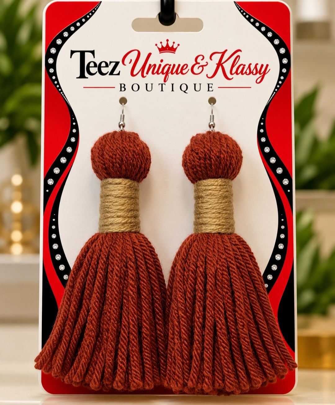 ❤️Teez Unique & Klassy Made With Love Long Barrel Tassel Earrings❤️