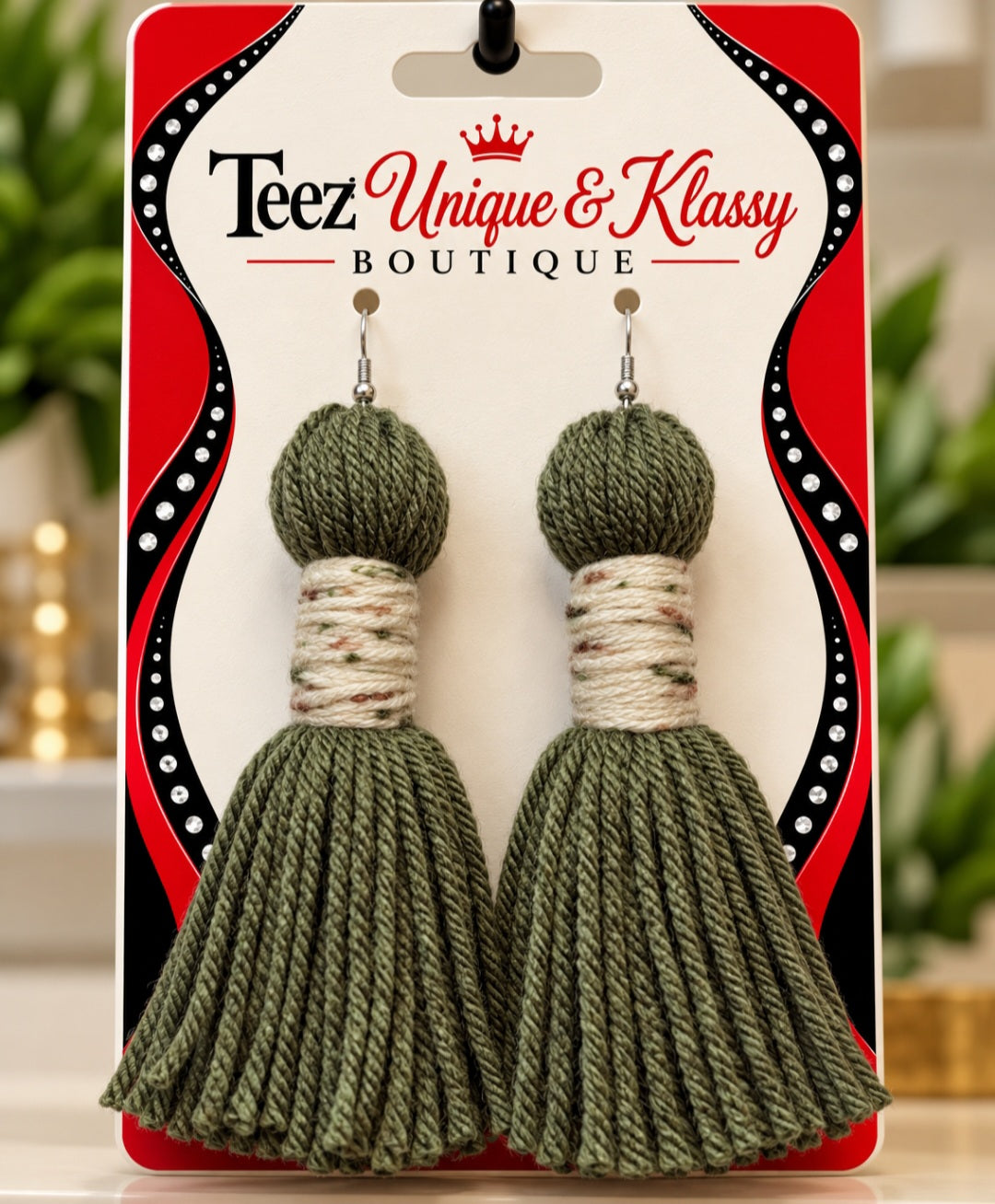 ❤️Teez Unique & Klassy Made With Love Long Barrel Tassel Earrings❤️