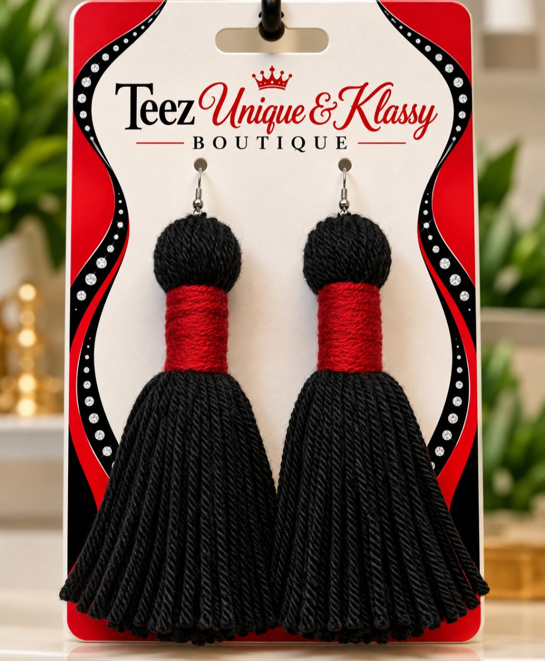 ❤️Teez Unique & Klassy Made With Love Long Barrel Tassel Earrings❤️