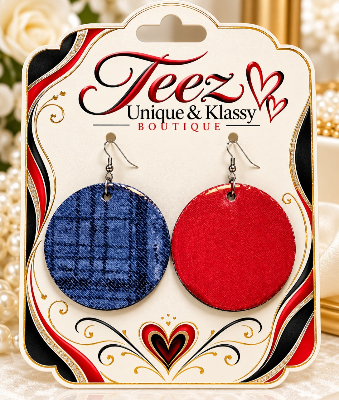 ❤️Teez Unique & Klassy Made With Love Large Wood Earrings❤️