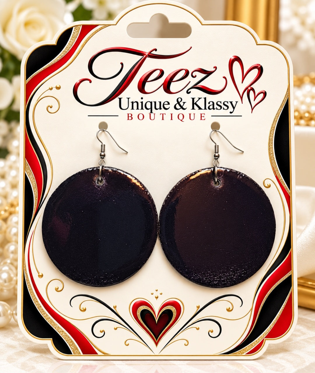 ❤️Teez Unique & Klassy Made With Love Large Wood Earrings❤️