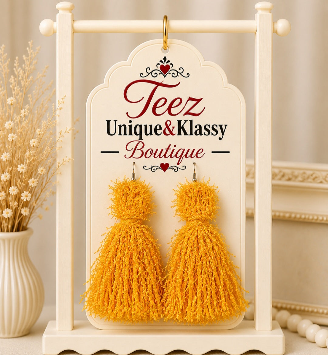 ❤️Teez Unique&Klassy Made With Love Fringe Tassel Earrings❤️