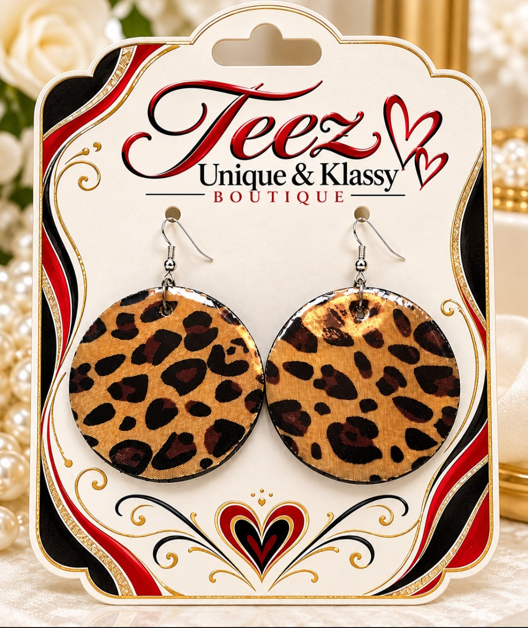 ❤️Teez Unique & Klassy Made With Love Large Wood Earrings❤️