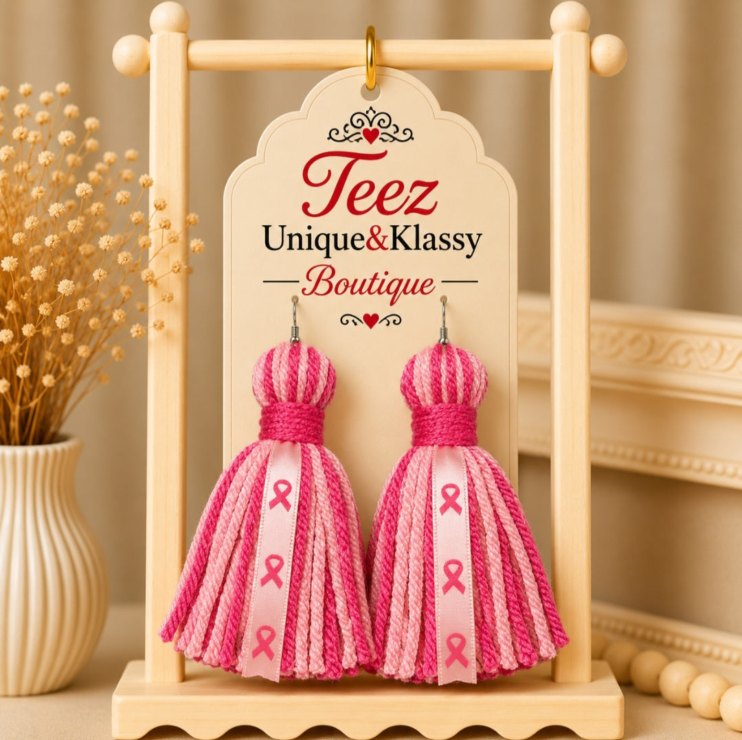 ❤️Teez Unique & Klassy Made With Love Ribbon Tassel Earrings