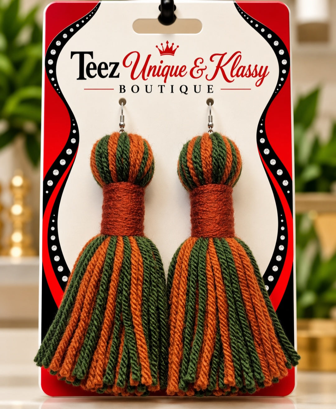 ❤️Teez Unique & Klassy Made With Love Long Barrel Tassel Earrings❤️