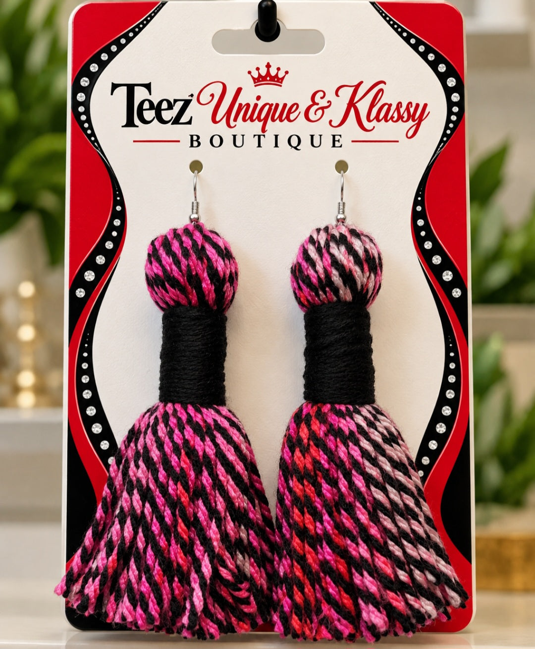 ❤️Teez Unique & Klassy Made With Love Long Barrel Tassel Earrings❤️